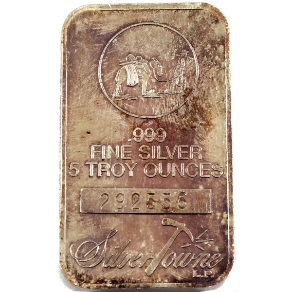 5oz SilverTowne Prospector .999 Fine Silver Bar (Tax Exempt)