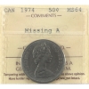 Image 1 : 50-cent 1974 Missing A ICCS MS64