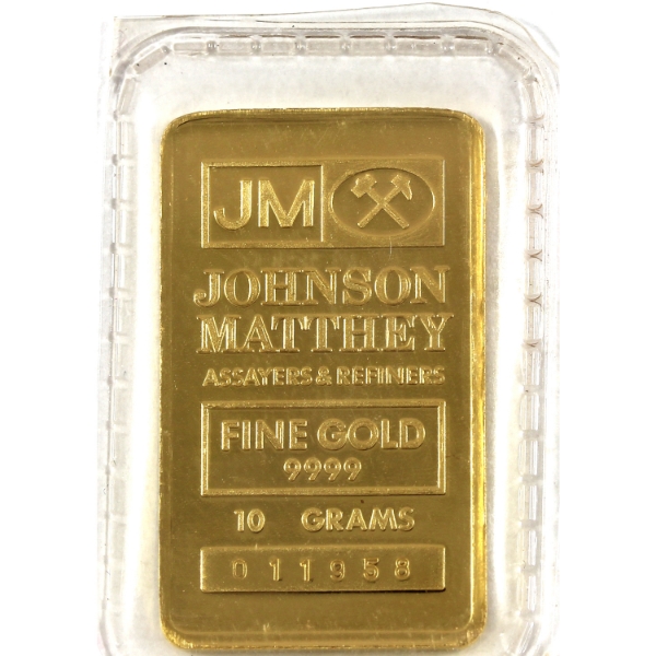 10g Gold Johnson Matthey Vintage .9999 Gold Bar, SN: 011958 (Tax Exempt)