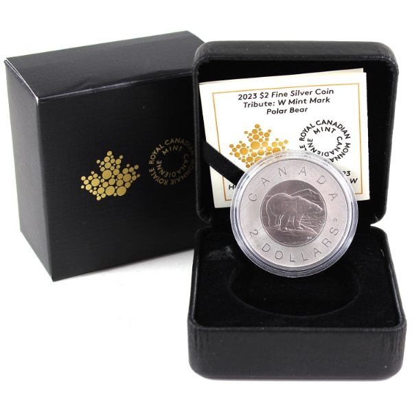 2023 $2 Tribute: W Mint Mark Polar Bear 1oz .9999 Fine Silver Coin (Tax Exempt)