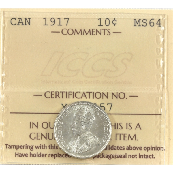 10-cent 1917 ICCS MS64