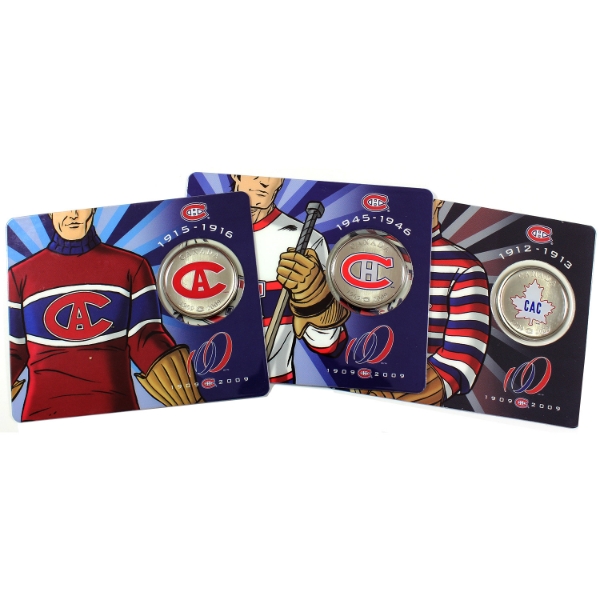 2009 50-cent Montreal Canadiens Collector Jersey Coin Series in Plastic Cards. 3pcs