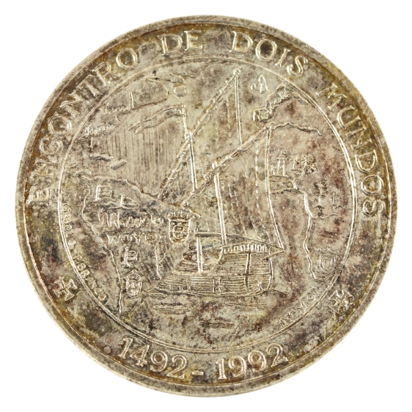 Portugal Silver 1992 1000 Escudos Encounter of Two Worlds Coin