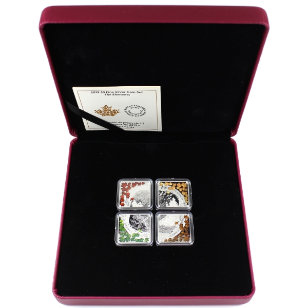 2019 $3 The Elements Fine Silver 4-Coin Set (Tax Exempt)