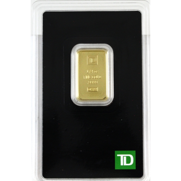 1/4oz TD Bank .9999 Gold Bar, Sealed (Tax Exempt)