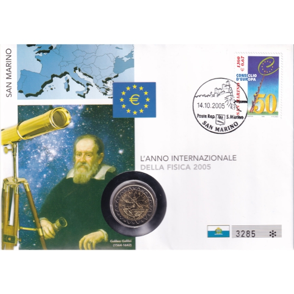 SCARCE San Marino 2005 2 Euros International Year of Physics First Day Cover