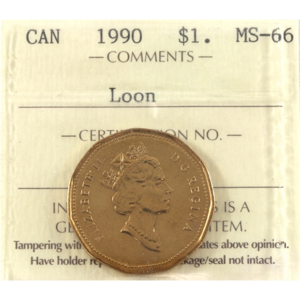 Loon $1 1990 Loon ICCS MS66