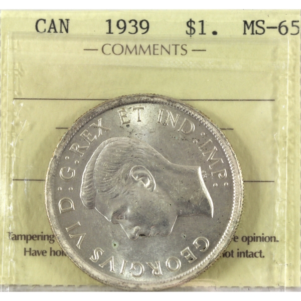 Silver $1 1939 ICCS MS65
