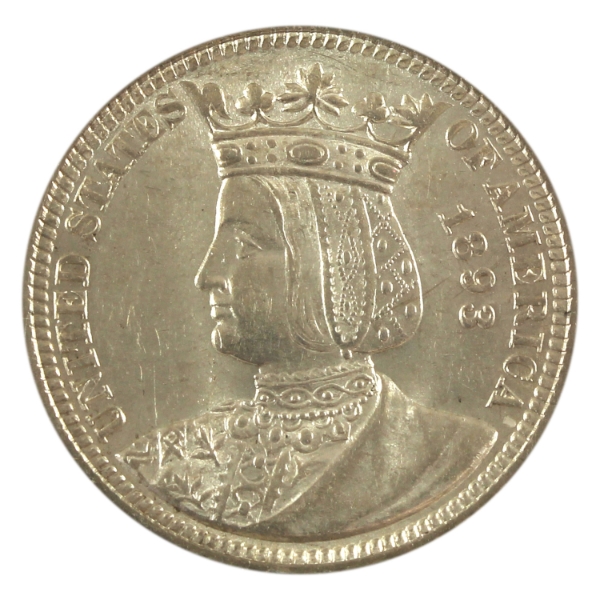 USA Silver 1893 Columbian Expo Quarter, Queen Isabella AU-UNC