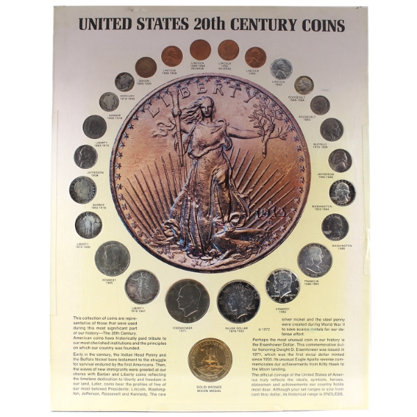USA United States 20th Century Coins Display Board
