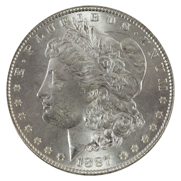 USA Silver 1887 Morgan Dollar GEM BU 