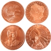 Image 1 : 4x 5oz Golden State Mint Assorted .999 Fine Copper Rounds. 4pcs.