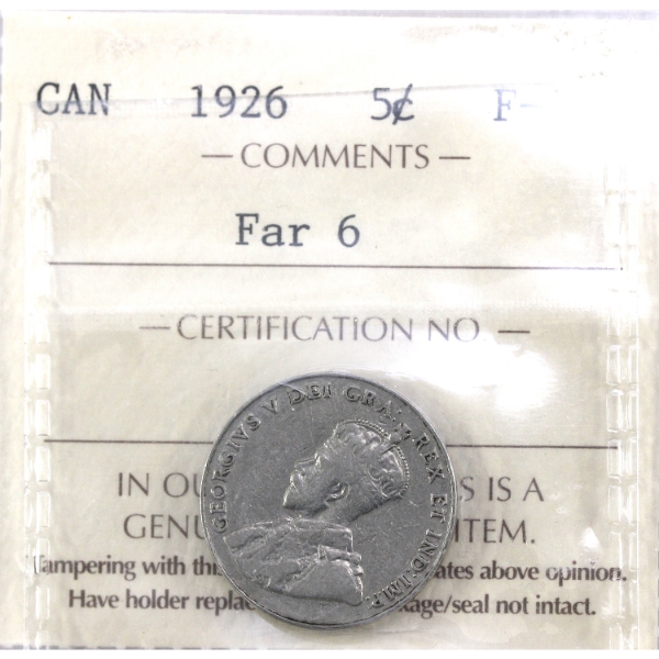 5-cent 1926 Far 6 ICCS F12