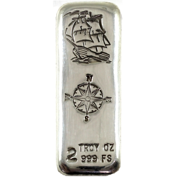 2oz RSSC Ship & Compass .999 Fine Silver Bar (Tax Exempt)