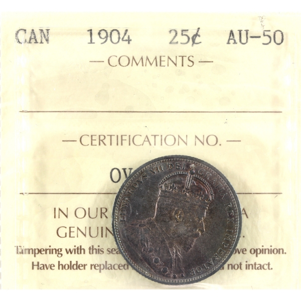 25-cent 1904 ICCS AU50