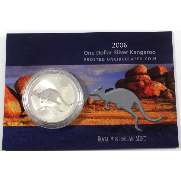 Australia Silver 2006 $1 Kangaroo 1oz .999 Fine Silver in Display Card (Tax Exempt)