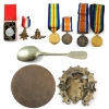 Image 2 : Great Britain WWI Medals w/ Ribbons, ID Tag, Spoon, & Other Items ISSUED TO: G. & T. Falgan. 10pcs.