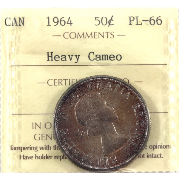 50-cent 1964 ICCS PL66 Heavy Cameo