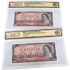 Image 1 : 2x BC-38bA 1954 $2 Modified Portrait Consecutive BCS UNC60 Original Beattie-Rasminsky Replacements
