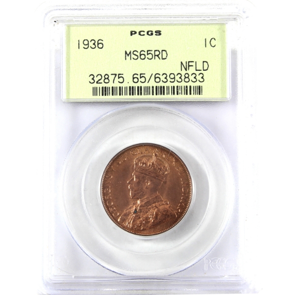 Newfoundland 1-cent 1936 PCGS MS65 Red