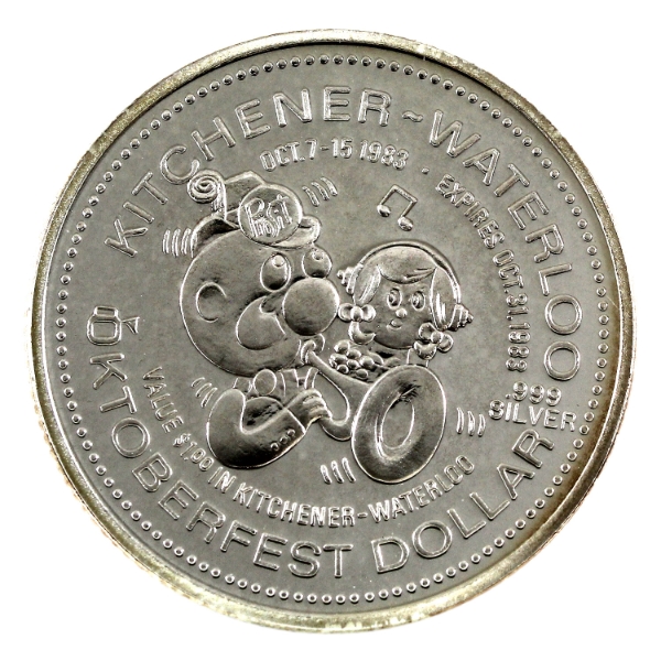 1983 110 Years of Kitchener-Waterloo Oktoberfest .999 Fine Silver Trade Dollar (Tax Exempt)