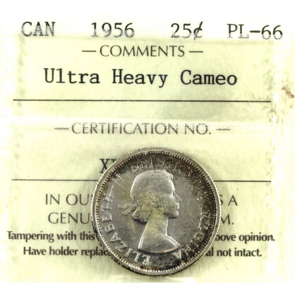 25-cent 1956 ICCS PL66 Ultra Heavy Cameo