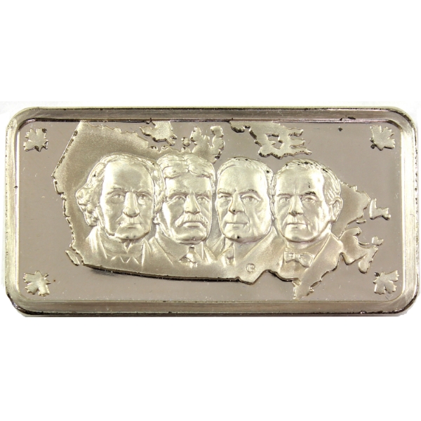 Franklin Mint 1973 Canada Commemorative Dominion Day 1000 Grains Sterling Silver Proof Ingot