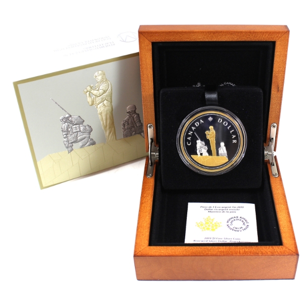 2019 $1 Renewed Silver Dollar: Peacekeeping Fine Silver Coin (Tax Exempt)