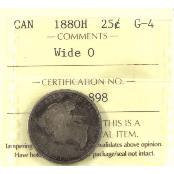 25-cent 1880H Wide 0 ICCS G4