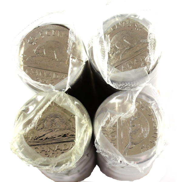 2012-2016 5-cent Rolls of 40pcs. 4 Rolls.