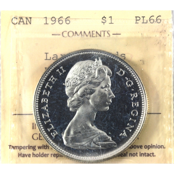 Silver $1 1966 LgeBds ICCS PL66 HC 