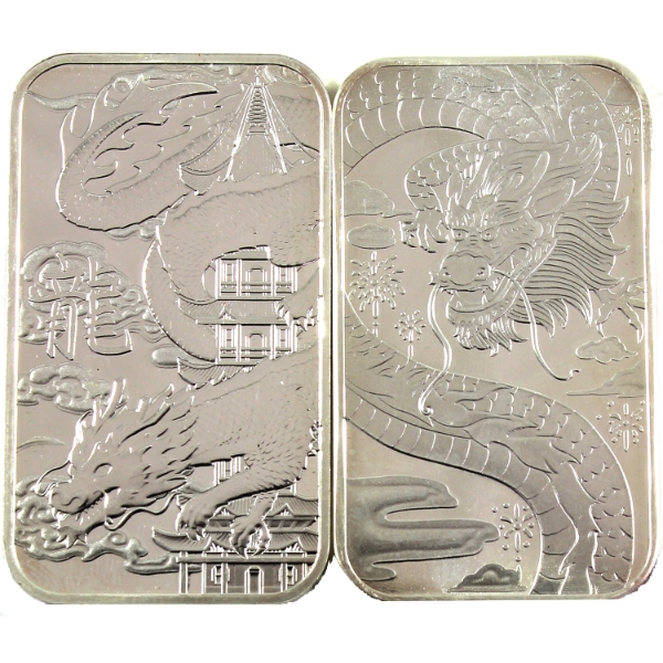 2x 1oz TD Bank Dragon .999 Fine Silver Bars. 2pcs. (Tax Exempt)