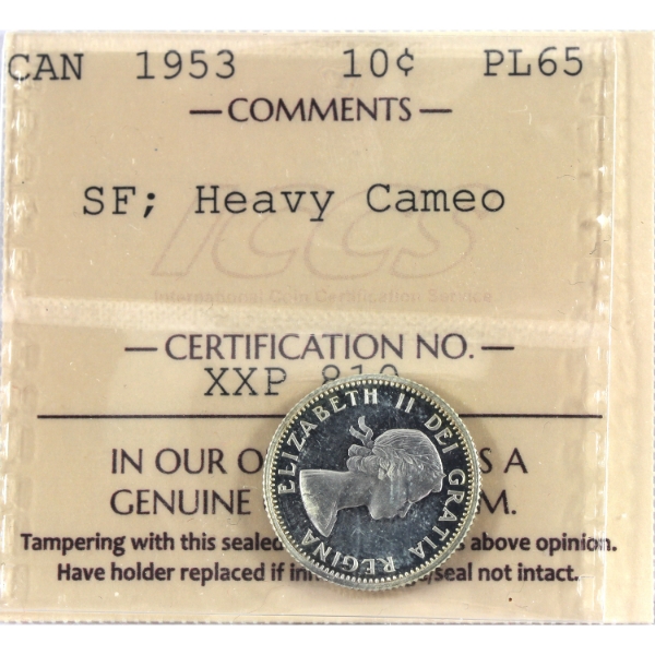 10-cent 1953 SF ICCS PL65 Heavy Cameo