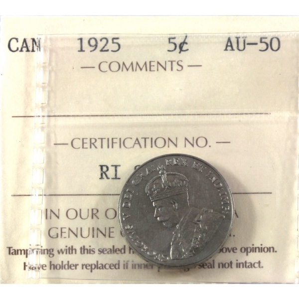 5-cent 1925 ICCS AU50