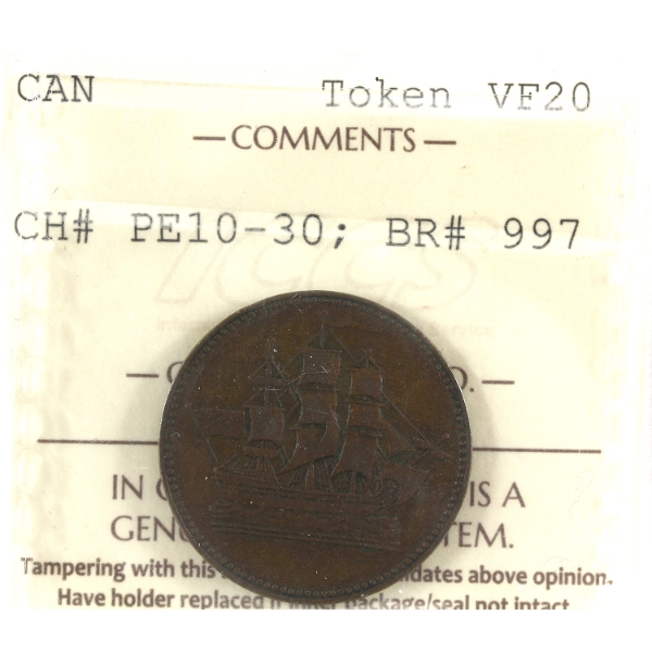 BR-997 CH-PE10-30 N.D. Ships Colonies & Commerce Token ICCS VF20