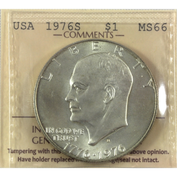 USA 1976S 1776-1976 Eisenhower Dollar Variety 1 ICCS MS66
