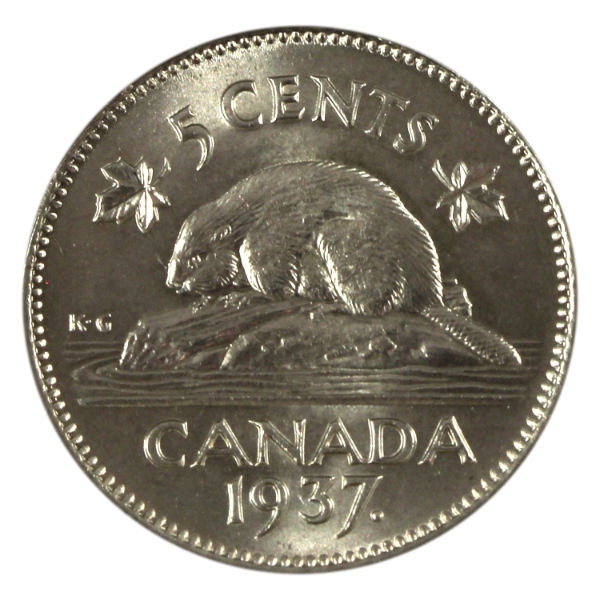 5-cent 1937 Dot UNC+
