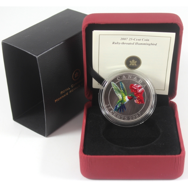 2007 25-cent Birds of Canada: Ruby-throated Hummingbird Coin