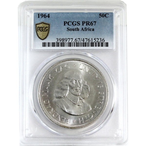 South Africa Silver 1964 50-cent PCGS PR67