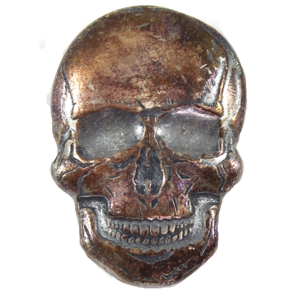 2oz MPM Rainbow Toned Skull .999 Fine Silver Art Bar in Walnut Display Gift Box (Tax Exempt)