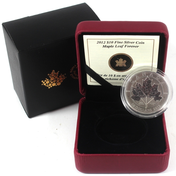 2012 $10 Maple Leaf Forever 1/2oz .9999 Fine Silver Coin (Tax Exempt)