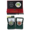 Image 1 : 2001, 2003 & 2005 $5 Coloured Silver Maple Leaf .999 Fine Silver Coins. 3pcs. (Tax Exempt)