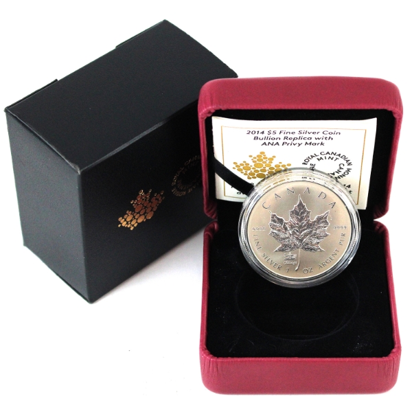 2014 $5 SML Replica w/ Chicago ANA Privy Mark 1oz Fine Silver Coin (Tax Exempt)