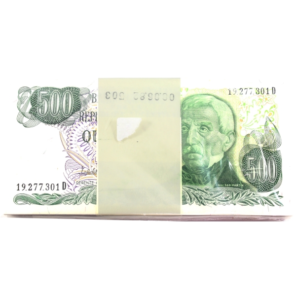 Bundle of Argentina 1982 500 Pesos, Sealed. 
