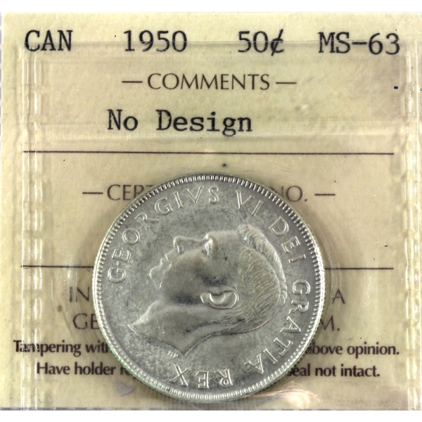 50-cent 1950 No Design ICCS MS63