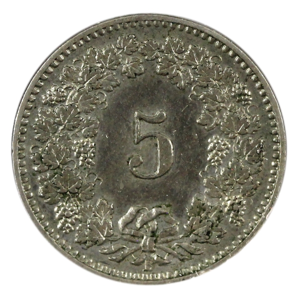 Switzerland 1890 5 Rappen AU