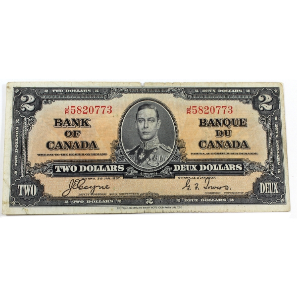 BC-22c 1937 $2 VF-EF Coyne-Towers SN: J/R5820773