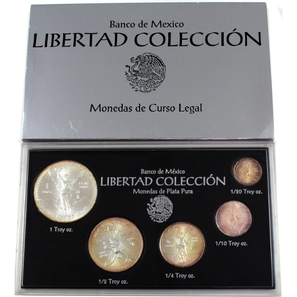 Mexico Silver 1991 Type 2 Bank of Mexico Fractional Libertad .999 Fine 5-Piece Set (Tax Exempt)