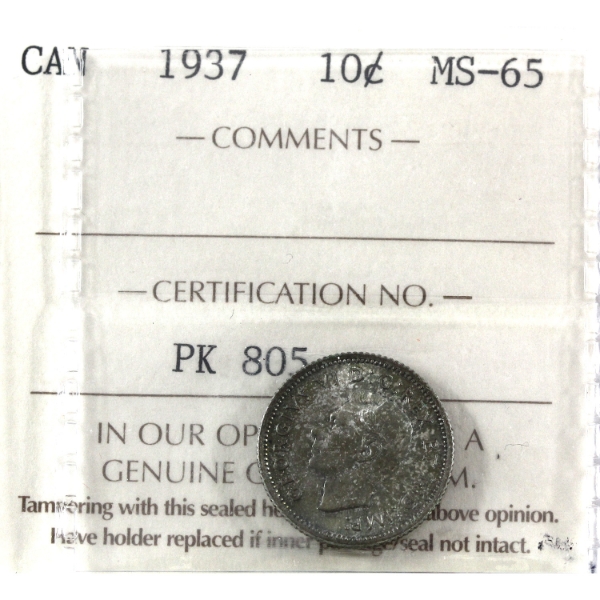 10-cent 1937 ICCS MS65