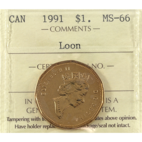 Loon $1 1991 Loon ICCS MS66